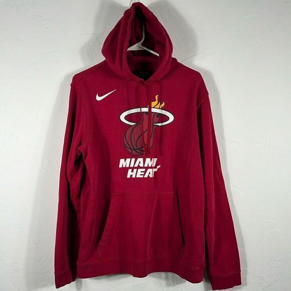 🔥🏀 Vintage MIAMI HEAT Nike NBA Pullover Hoodie Sweatshirt Men Sz Lg - PERFECT - Picture 1 of 8
